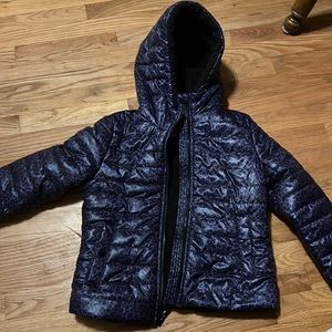 Girls 10/12 waist length Michael Kors purple cheetah print coat